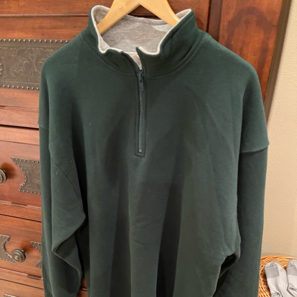 XXL GREEN COTTON HALF-ZIP JERSEY; Like New condition; sweatshirt material; $19